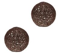 ARTIBETTER 2pcs Rattan Pendant Light Lampshade Woven Wicker Hanging Lamp for Living Room Round Shape Rattan Shade Dark Coffee Modern Home Dec