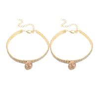 Artibetter 2pcs Rhinestone Pet Collar with Bell Elastic Adjustable Cat Dog Necklace for Stylish Everyday Wear and Special Events Decorative Jewelry Accessories with Sparkling Bling Charm