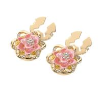 Artibetter 2pcs Rose Flower Decorative Button Covers, Alloy Rhinestone Pink, Easy Install No Sew, for Women, Special Occasions and Crafting