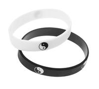 Artibetter 2pcs Silicone Yin Yang Bracelets for Couples, Stretch Rubber Wristbands with Unique Design, Not Easy to Fade or Change Colour, for Graduation and Special Occasions