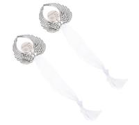 ARTIBETTER 2pcs Silver Angel Wing Hanging Ornaments with Ribbon, Long-serving Time Alloy Material, Lovely and Delicate Xmas Tree Decor for Holiday Celebration
