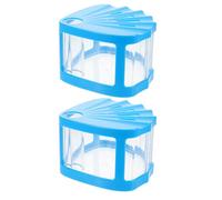ARTIBETTER 2pcs Small Blue Plastic Fish Tanks with LED Light, Mini Decorative Ecological Aquarium for Desktop, Home Ornamental Fish Bowls Suitable for Betta and Small Aquatic Pets
