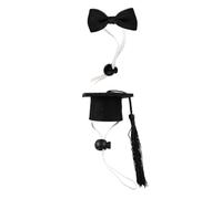 Artibetter 2pcs Small Pet Hat and Bow Tie Set for Rats and Guinea Pigs, Adjustable Black Felt Costume Accessories for New Year Parties and Masquerades