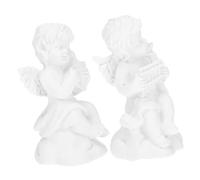 Artibetter 2Pcs Small Resin Angel Statues Cherub Figurines Home Decor Photo Props Book Shelf Ornaments Harp and Flute Designs for Tabletop Display