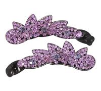 ARTIBETTER 2pcs Sparkling Banana Clips Ponytail Accessories Rhinestone Alloy Resin Not Easy to Break Sturdy Clamp Structure Women Charming Fashionable Daily Use Hair Accessories