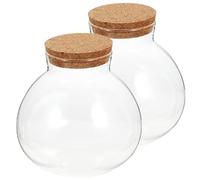 ARTIBETTER 2Pcs Spherical Ecological Bottle DIY Ecological Bottle Multi-Purpose Glass Glass with Cork Lid 5.50X5.50X5.89 In Smooth Surface Creative Elegant Design for Indoor Gardening