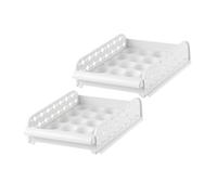 Artibetter 2pcs Stackable Egg Storage Case Plastic Eggs Capacity Refrigerator Crisper Easy Access Container