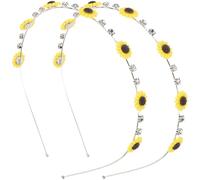 Artibetter 2pcs Sunflower Headband for Women and Thin Decorative Hair Hoop with Sparkling Sunflower Design Stable Fit Hair Accessory for Charming Everyday Wear