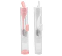 ARTIBETTER 2pcs Travel Toothbrush Set with Folding Structure and Built-in Toothpaste Container, Soft Bristle Manual Toothbrushes with Protective Case, Portable for Daily Use and Business