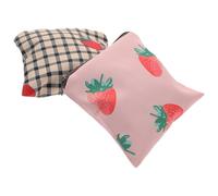 Artibetter 2pcs Waterproof Sanitary Napkin Storage Bags with Strawberry and Plaid Pattern, Portable Period Pouch Set and Students, Tampon Organizer and Menstrual Pad Holder for School