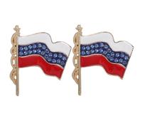Artibetter 2pcs Waving Russian Brooch Pin with Sparkling Rhinestone and Alloy Material, Lightweight and Comfortable Flag Lapel Pin for Casual Gatherings and Formal Events, Compact Design