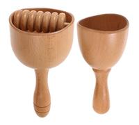 ARTIBETTER 2pcs Wooden Handheld Massage Cups with Roller for Back and Body Muscle Relief Portable Handheld Massage Roller Cups for Home Therapy