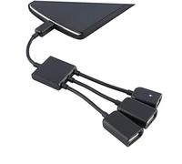 ARTIBETTER 3-in-1 Micro Usb Hub Otg Adapter Cable Female Socket Extension Lead Usb Hub Powered Black