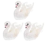 Artibetter 3 Pcs Swan Ornaments Statue Foam Swan Figurines Artificial Simulation Foam Bird Glitter Swan Sculpture Car Wedding Table Decor Housewarming Gift Dashboard Sequins Flash Lovers