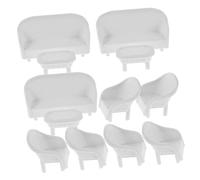 ARTIBETTER 3 Sets Miniature Dollhouse Furniture White Mini Table Sofa Chair Plastic Pretend Play Props for Fairy Garden Sand Table Decorations Creative DIY Ornaments for Scale Worlds