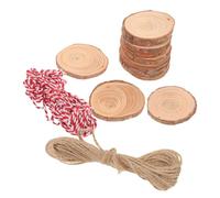 ARTIBETTER 30 Pcs Unfinished Pine Wood Slices with Jute and Cotton Strings Pre-drilled Thick Rustic Craft Wood for DIY Christmas Ornaments Wedding Decorations and Painting Projects