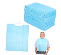 Artibetter 30Pcs Disposable Adult Bibs - Waterproof, Leak-Proof Feeding Bibs for Elderly, Easy to Wear, Protects against Spills, Blue