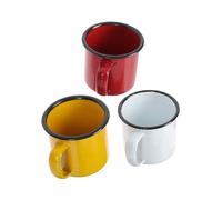 Artibetter 3pcs Enamel Mug Set 6CM Thickened Retro Small Water Cups Tea Coffee Drinking Cups Heat Resistant Multi-Purpose Home Use White Red Yellow