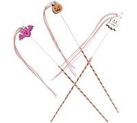 Artibetter 3pcs Halloween Themed Cat Interactive Teaser Wand with Bell for Indoor Cats and Kittens Pvc Material Includes Bat Pumpkin and Ghost Shapes Gift to Play and Train Your