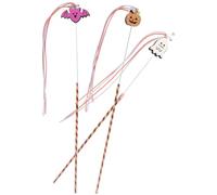 Artibetter 3pcs Halloween Themed Cat Interactive with Bell, Pvc Material Teasing Wand for Cats and Kittens, Featuring Bat, Pumpkin, and Ghost Shapes for Play and Training