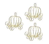 Artibetter 3pcs Metal Pumpkin Carriage Candy Boxes Durable Wedding Treat Containers Creative Wire Cutout Design for Halloween Party Home Decor