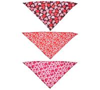 Artibetter 3pcs Puppy Triangle Scarf Decoration Polyester Bandanas Assorted Color Breathable Comfortable Festive Lovely Design for Valentine's Day Assorted style