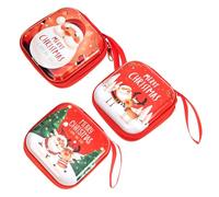 Artibetter 3pcs Red Metal Christmas Pendants Mini Wallets with Square Shape for Cash and Sweets, Can Be Hung on Christmas Tree Or Shoulder Bags to Keep Items Safe and Organised