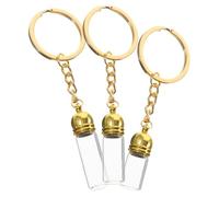 Artibetter 3Pcs Refillable Tiny Glass Perfume Bottles with Gold Acrylic Caps Keychain Set - Travel Size Essential Oil Jars for Women, Portable Hanging Wish Bottles for Personal Care