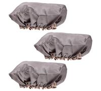ARTIBETTER 3pcs Waterproof Double-layer Peva Bathing Caps for Women Thickened Shower Caps with Oil-resistant Design Suitable for Shower and Hair Washing Grey