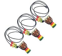 Artibetter 3pcs Wooden African Drum Necklace Set Classic Mini Djembe Pendant Plastic Material Unique and Elegant Style for Anniversary Or Party Color Color
