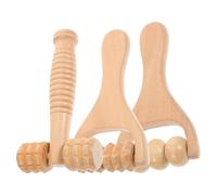 Artibetter 3pcs Wooden Massage Roller Set for Back, Neck, Shoulders and Feet - Handheld Wood Therapy Rollers with Spherical, Spiked, and Square Designs for Daily Muscle Relief and Body