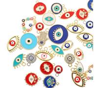 ARTIBETTER 40pcs Evil Eye Alloy Pendants Diy Necklace Charms Connector Pendants for Jewelry Making Craft