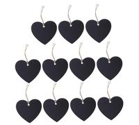 ARTIBETTER 40pcs Heart Shape Wooden Hanging Tags with String Writable Double-Sided Chalkboard Price Tags for Wedding Favors DIY Crafts Home and Party Decoration