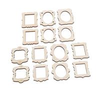 Artibetter 40pcs Hollow Wooden Picture Frames DIY Craft Accessories Unfinished Natural Decorative Photo Frame Cutouts for Handmade Projects and Jewelry Making