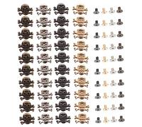 Artibetter 40sets Punk Skull Studs Head Rivets Press Studs for Clothing Shoes Belt Handbag Jewelry Making Craft Accessories