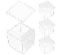 Artibetter 4pcs Acrylic Square Storage Boxes with Lid 10x10x10cm 800ml Candy Containers and Jewelry Wrapping Boxes for Valentine’s Day