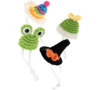 ARTIBETTER 4pcs Adjustable Knitted Hamster Cap for Small Pets with Polyacrylic Fiber Material, Well-made Mini Hat for Christmas Holidays and Holding Parties, Lovely and Delicate Pet Costume