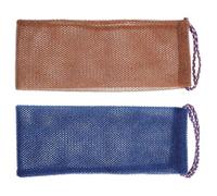 Artibetter 4pcs African Style Bath Exfoliating Towels Body Scrubbing Net Long Foaming Shower Cloths for Home Use Blue and Coffee Colors