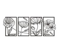 Artibetter 4pcs Black Iron Lotus Leaf Wall Sculpture Four Piece Set