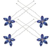 Artibetter 4pcs Blue Rhinestone Wedding Hair Clips U Shaped Alloy Hair Pins Sparkling Multiple Ways to Wear Elegant Accessories for Bridesmaids and Bride at Social Events