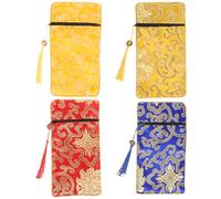 Artibetter 4pcs Buddhist Scriptures Storage Pouches with Chinese Knot, Elegant Cloth Book Covers, Reusable and Comfortable to Touch, for Travel and Carrying in Your Backpack
