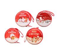 Artibetter 4pcs Christmas Change Purse for Lightweight Portable Red Coin Bag with Zipper Lovely Christmas Style Coin Purse Set Assorted Style
