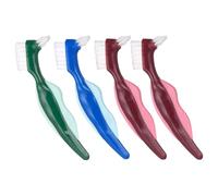 ARTIBETTER 4pcs Denture Cleaning Brush Set with Multi-Layered Soft Bristles and Dual-Sided Cleaning, Nylon and Plastic Material, Portable False Teeth Cleaner Brush for Travel and Business