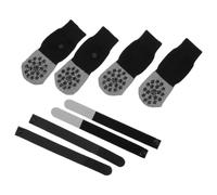 Artibetter 4pcs Dog Non Slip Socks with Adjustable Bands, M Size | Cotton Knit, Rubber Sole, Paw Print Star Glow Trim, for Hardwood Floor and Home Rest