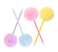 Artibetter 4pcs Fluffy Pom Pom Ballpoint Pens Soft Top Smooth Ink Writing Pens for Students Adults Cute Stationery in Pink Blue Yellow Purple