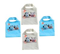 Artibetter 4pcs Foldable Grocery Tote Bags with Cartoon Owl Design Lightweight Portable Shopping Pouches Reusable Washable Bags for Daily Use and Retail Shopping Mixed Colors