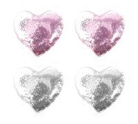 ARTIBETTER 4pcs Heart Shape Reusable Eye Gel Pads Cooling Cold Pack under Eye Patches for Dark Circles Puffiness Relief Skincare Treatment, Pink and Silver