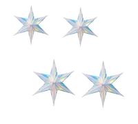 ARTIBETTER 4pcs Iridescent Hexagonal Star Hanging Decorations 30cm 40cm Set Imported Film for Wedding, Christmas, Party Hanging Decor