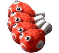 Artibetter 4pcs Japanese Style Ceramic Puffer Fish Chopstick Rest Set, Table Chopstick Holder in Tangerine Red, Kitchen Accessory for Sushi and Dining Organization
