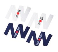 Artibetter 4pcs Japanese Warrior Headbands Set, White Certain Victory and Blue Mythical Creature Pattern Tie-on Headwraps for Karate, Sports, Cooking, and Kitchen Use